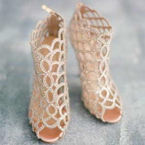 Open toe suede with rhinestones gladiator